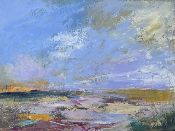 Rugged Day with Pink, Ochre & Blue by Lesley Birch