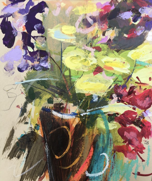 Stocks & Chrysanths in a Pot by Lesley Birch, Image 1.