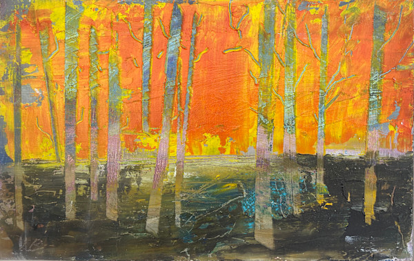 Woodland with Fiery Sky by Lesley Birch, Image 3.