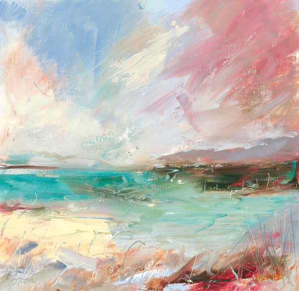 Turquoise Sea, Pink Sky by Lesley Birch