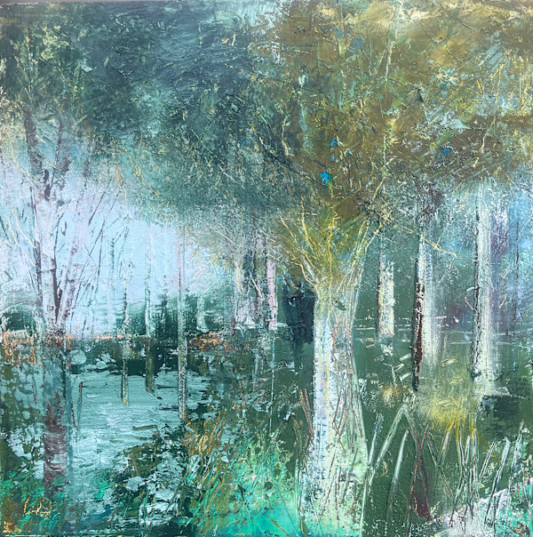 Woodland with Water by Lesley Birch