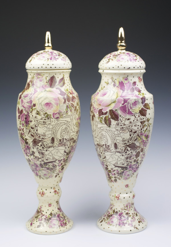 Ashes of Roses Urn Vases, Pair by Jessica Putnam-Phillips