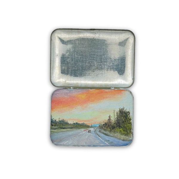 Orange Highway Sunset - Single Spartan Aspirin Medicine Tin by Shelley Vanderbyl