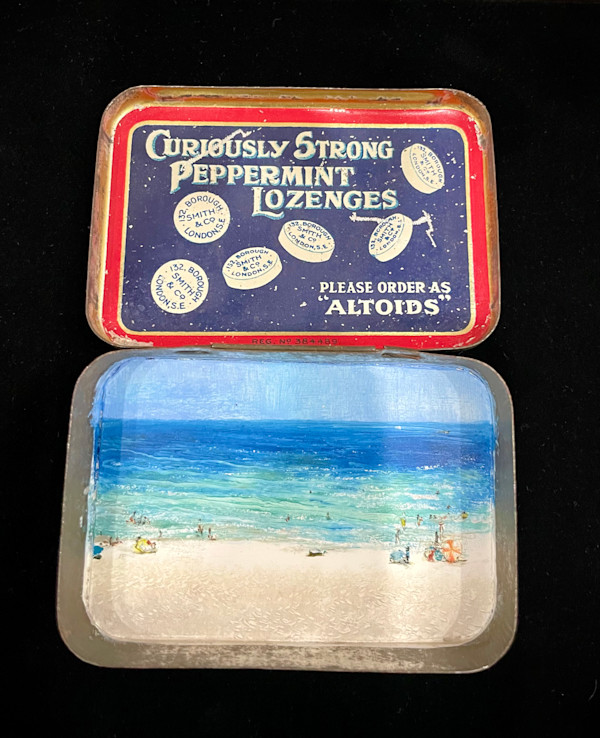 Sousse Beach, Tunisia - Altoids Single Medicine Tin Painting by Shelley Vanderbyl
