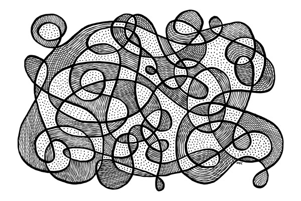 "Whirlwind 2" Drawing 6x4 by Debbie Clapper