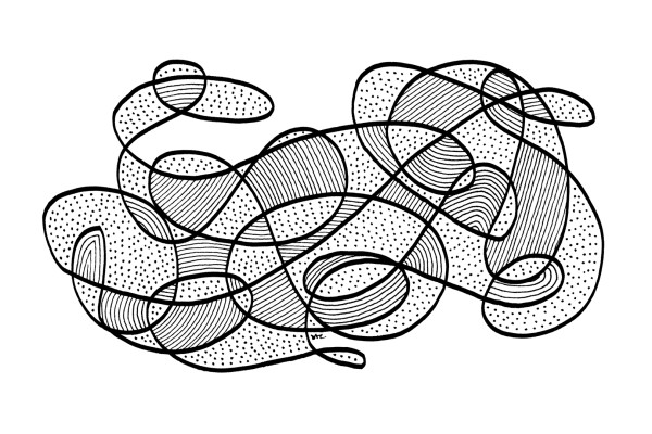 "Whirlwind 4" Drawing 6x4 by Debbie Clapper
