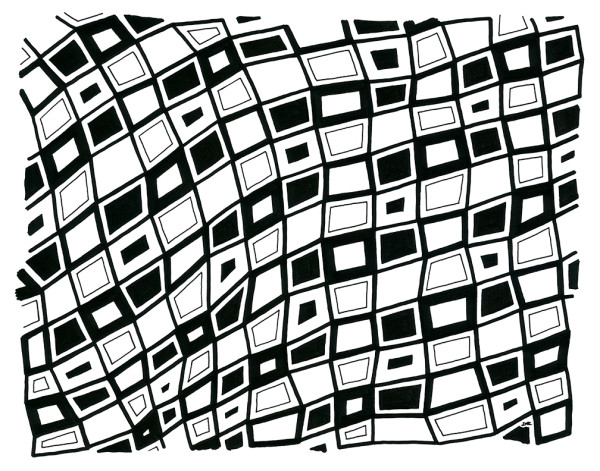 "Pattern Study 9: Black" Drawing 14x11 by Debbie Clapper