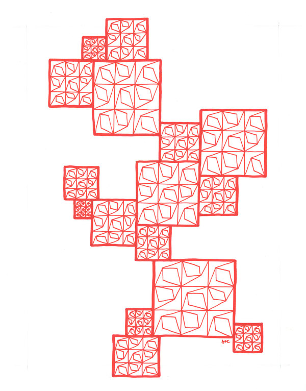 "Pattern Study 11: Red" Drawing 11x14 by Debbie Clapper