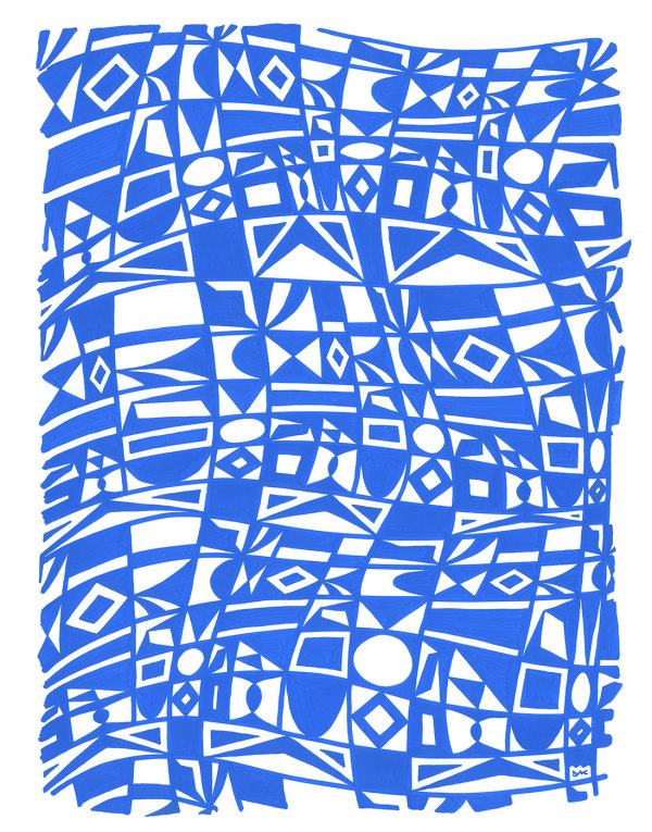 Pattern Study 12: Blue – Unframed Original Drawing by Debbie Clapper