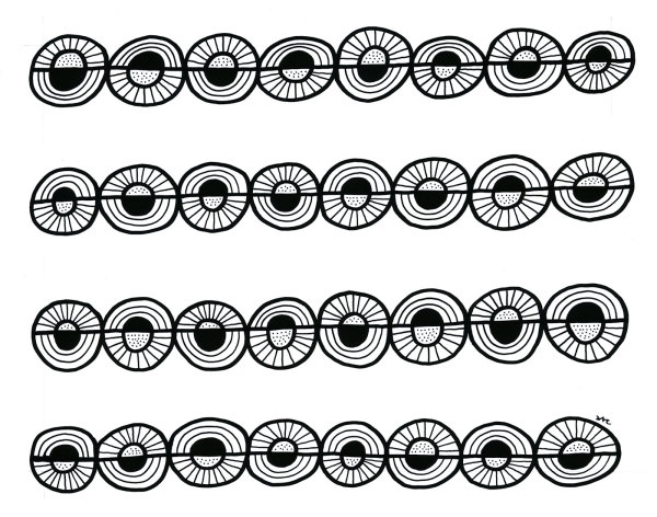 "Pattern Study 14: Black" Drawing 14x11 by Debbie Clapper