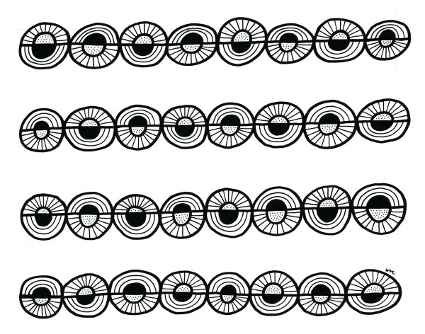 Pattern Study 14: Black – Unframed Original Drawing by Debbie Clapper