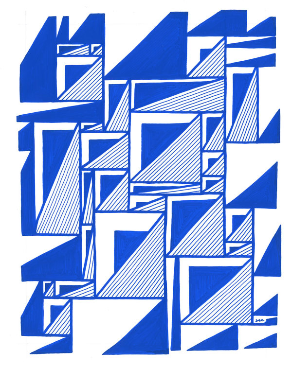 "Pattern Study 17: Blue" Drawing 11x14 by Debbie Clapper