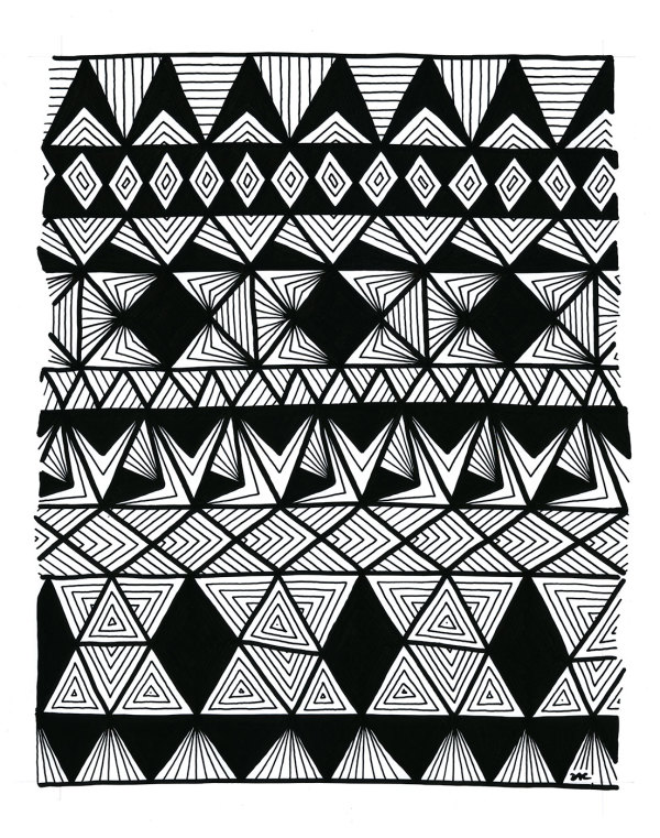 Pattern Study 19: Black – Unframed Original Drawing by Debbie Clapper