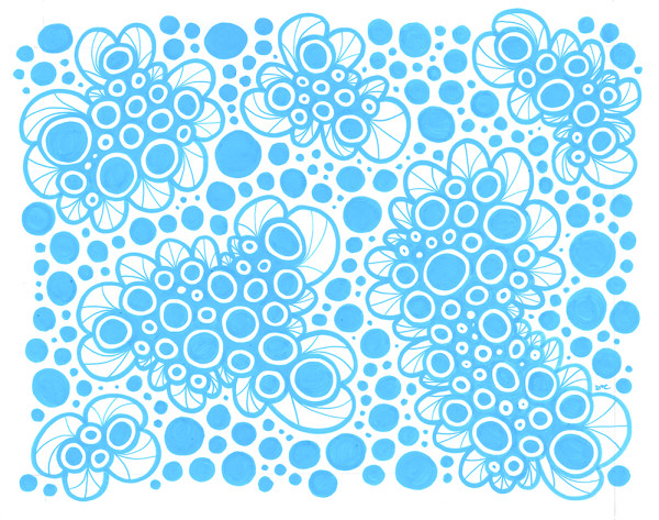 "Pattern Study 20: Light Blue" Drawing 14x11 by Debbie Clapper