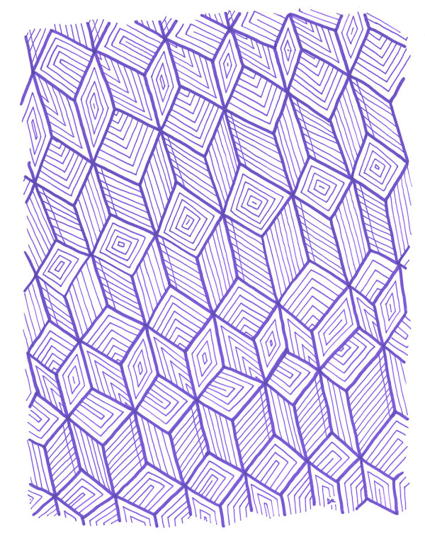 Pattern Study 27: Purple – Unframed Original Drawing by Debbie Clapper