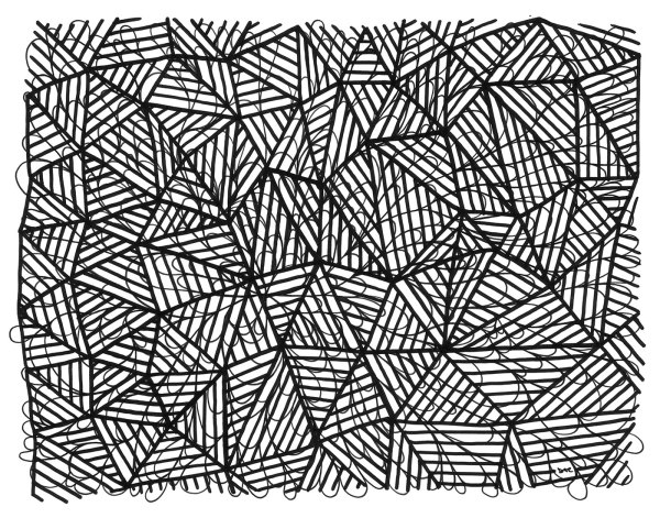 Pattern Study 31: Black – Unframed Original Drawing by Debbie Clapper