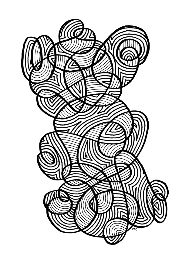 "Whirlwind 15" Drawing 4x6 by Debbie Clapper