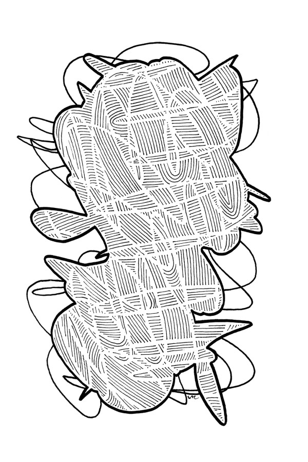 "Whirlwind 77" Drawing 4x6 by Debbie Clapper
