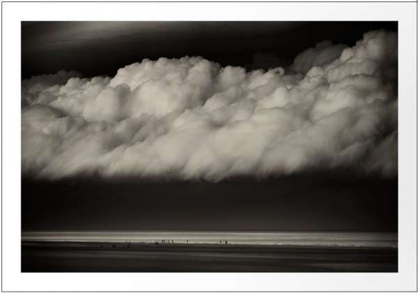Summer Storm, Camber sands  ( 16 x 11.5 in. Number 7 from an edition of 10. )black wood frame by caroline fraser