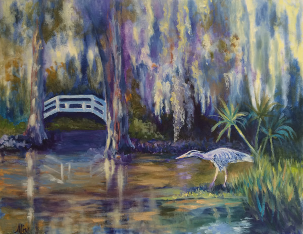 Heron Fishing in Magnolia Swamp by Alexandra Kassing
