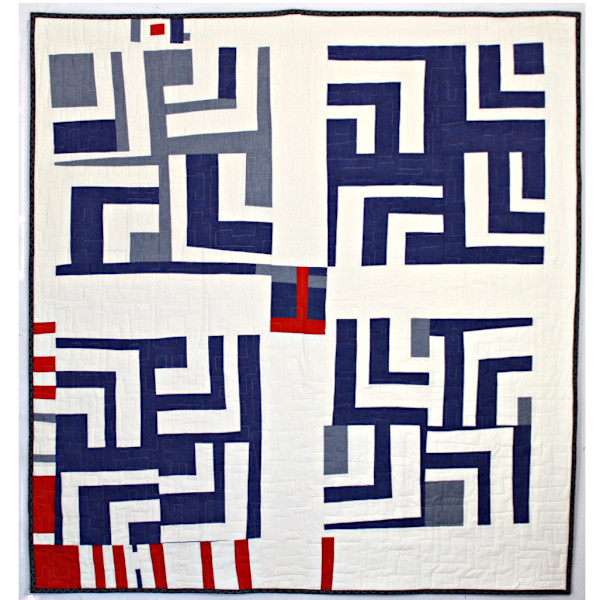 Split Log Cabin - Blue and White by Stacey Sharman