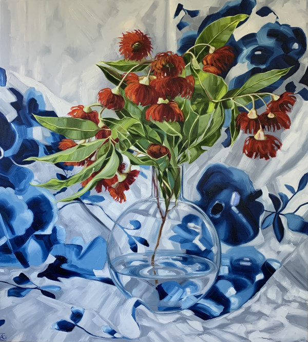 Flinders Red on Sanderson Blue by Alicia Cornwell
