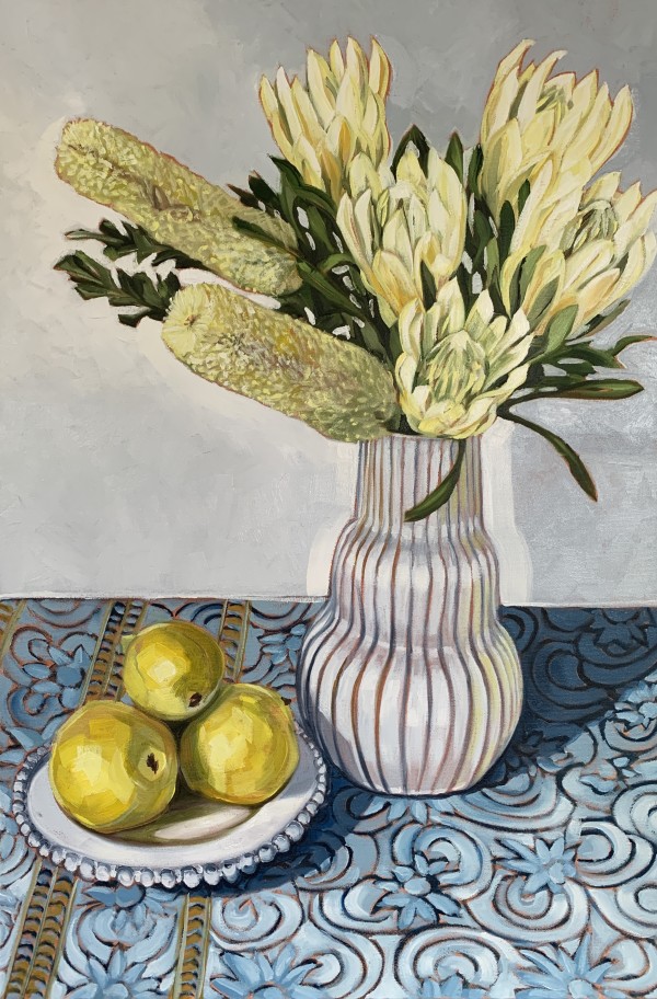 White protea and lemons by Alicia Cornwell