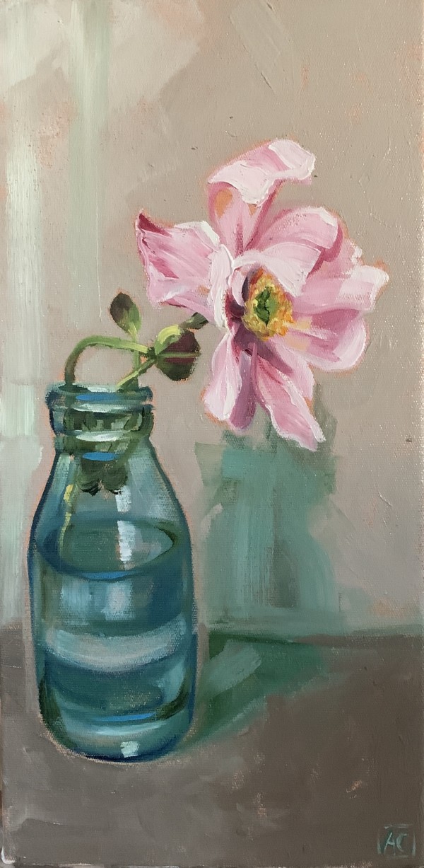 Windflower and blue glass by Alicia Cornwell