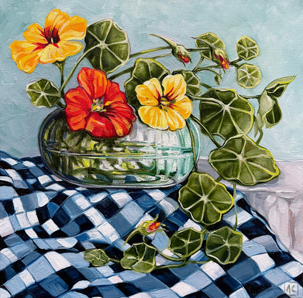 Cloth - Nasturtium checks by Alicia Cornwell