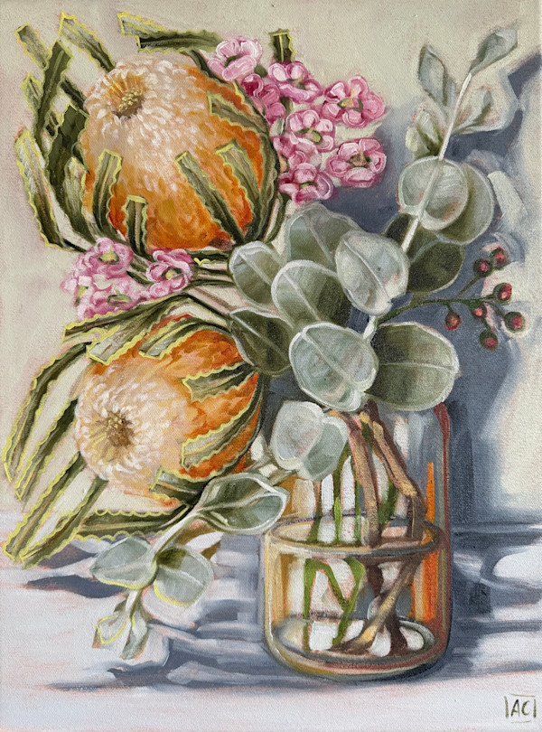 Banksia and wax flower 2 by Alicia Cornwell