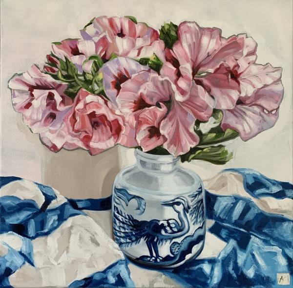 Pelargonium in Blue and White by Alicia Cornwell