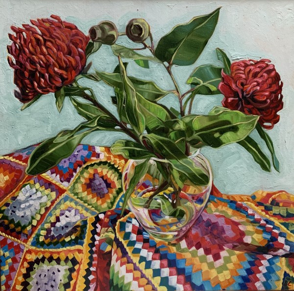 Waratah and granny squares by Alicia Cornwell