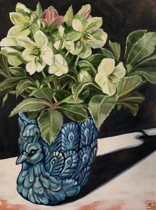 hellebore and Peacock by Alicia Cornwell