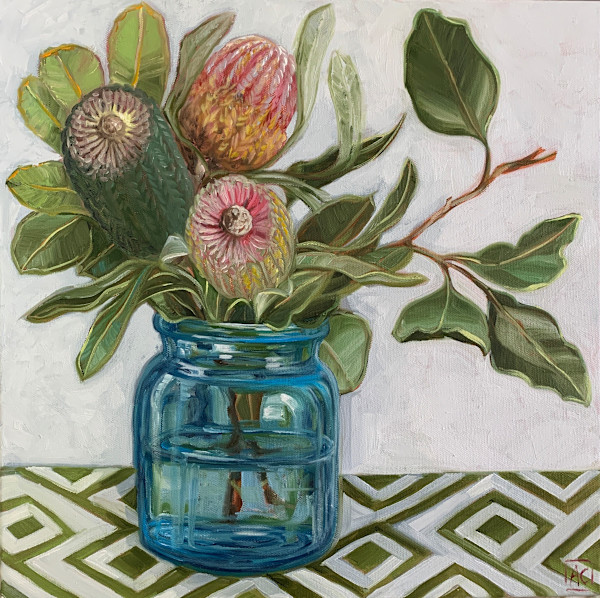 Three Banksias in blue by Alicia Cornwell