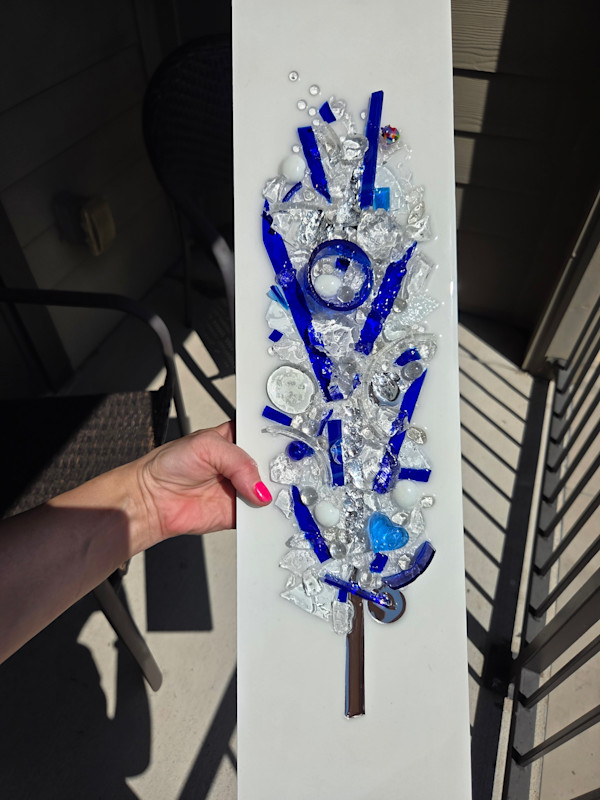 Glass, Cobalt, Mirror, Resin Abstract Tree by Tana Hensley