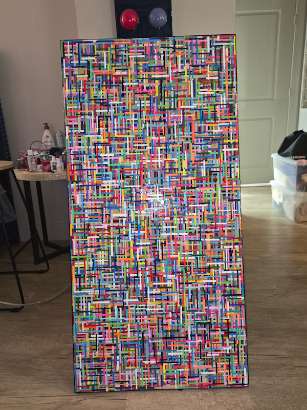 COLORFUL, BRIGHT, VIBRANT MOSAIC STYLE MULTILAYER RESIN COLLAGE ON GALLERY CRADLED WOOD PANEL by Tana Hensley
