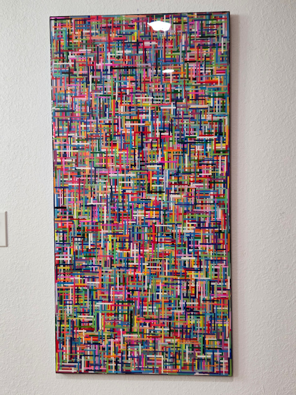 COLORFUL, BRIGHT, VIBRANT MOSAIC STYLE MULTILAYER RESIN COLLAGE ON GALLERY CRADLED WOOD PANEL by Tana Hensley