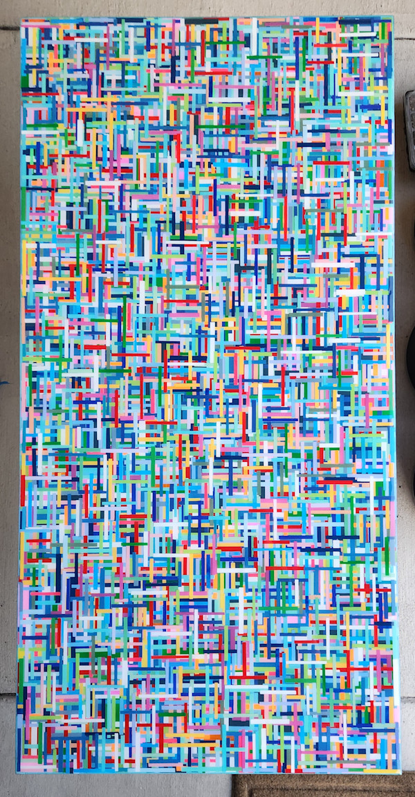 Abstract Resin Mosaic Layered Art (Green/Blue Dominant) by Tana Hensley, Image 1.