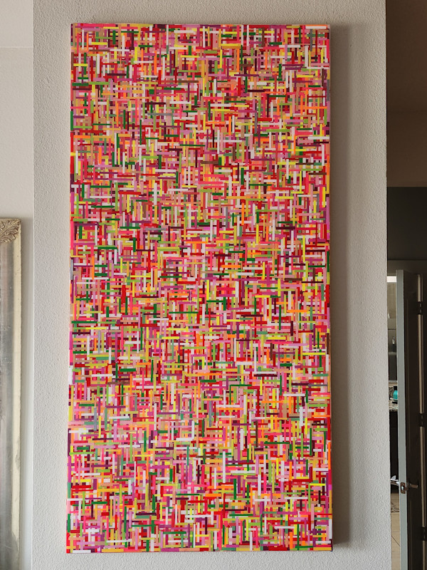 "Technicolor Grid" - Resin Mosaic Multilayer Artwork by Tana Hensley, Image 11.