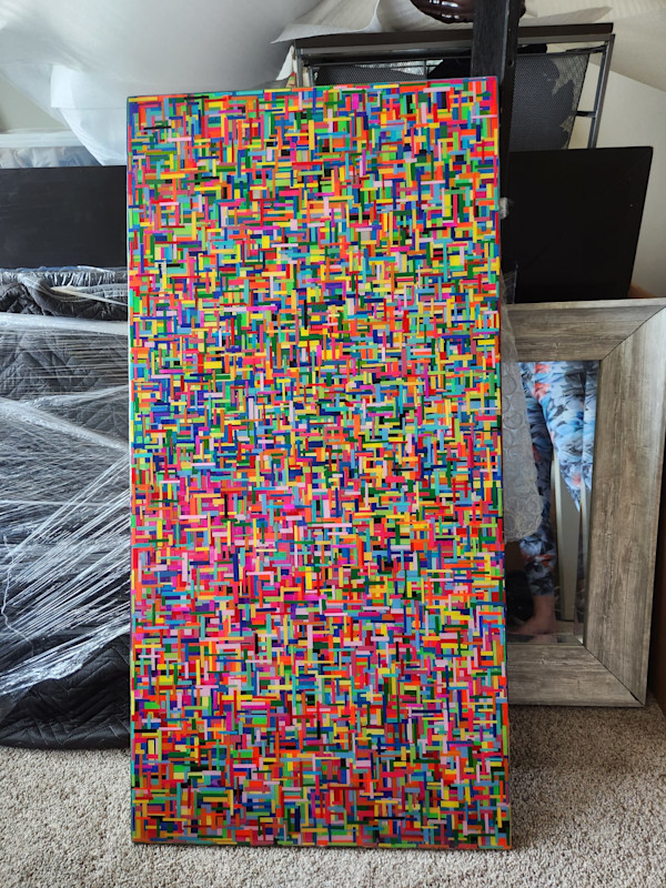 COLORFUL, BRIGHT, BOLD MOSAIC STYLE RESIN MULTILAYER COLLAGE ON GALLERY CRADLED WOOD PANEL by Tana Hensley