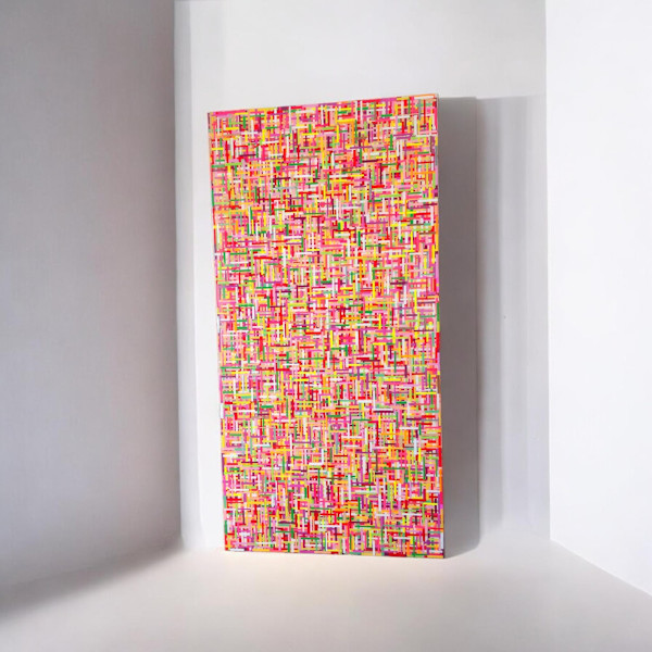 "Technicolor Grid" - Resin Mosaic Multilayer Artwork by Tana Hensley, Image 3.