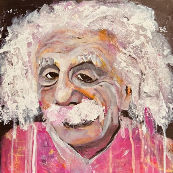 Pink Einstein by CATHY WILLIAMS ART