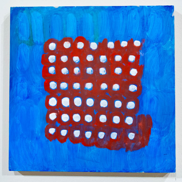 Untitled (white dots trapped in red, swimming) by Devon McKnight