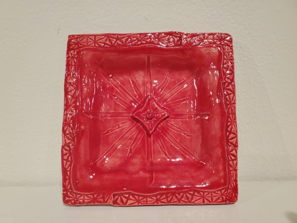 red jewelry tray with patterned edge by Brooke Martin