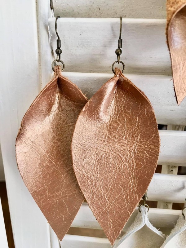 handout leather earrings by Stephanie Ponder
