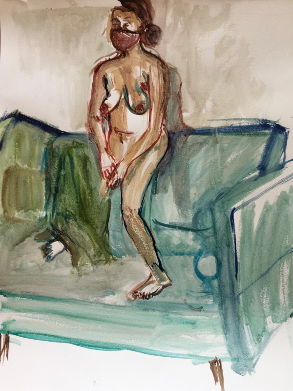 Sitting Woman on Sofa by Veronica  Grossi