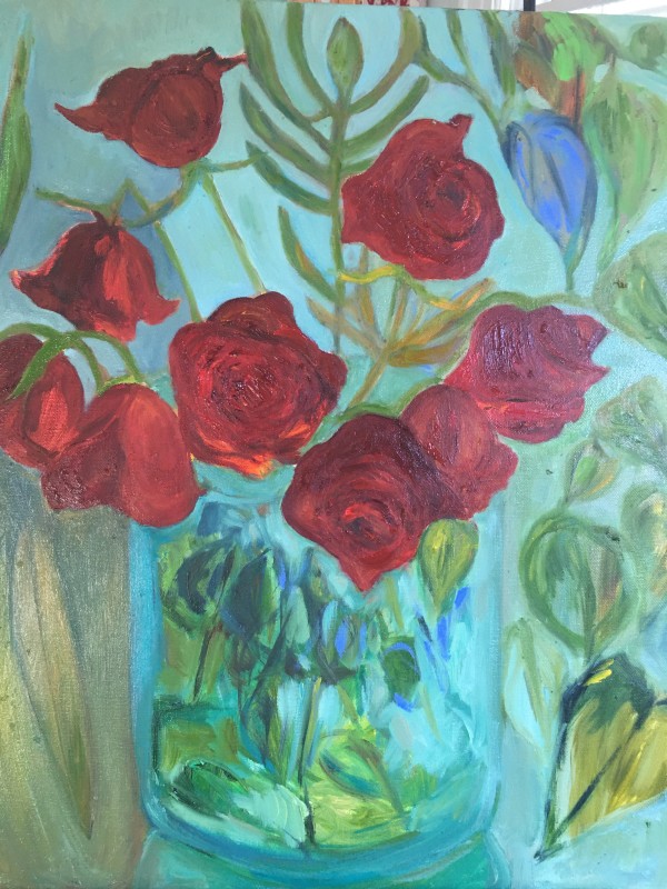 Roses in Vase by Veronica  Grossi