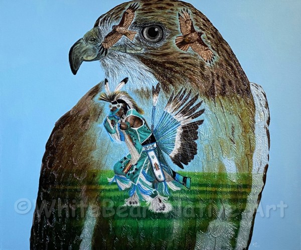 Dancing With The Blessings Of Hawks by WhiteBear Native Art/Kathy S. "WhiteBear" Copsey