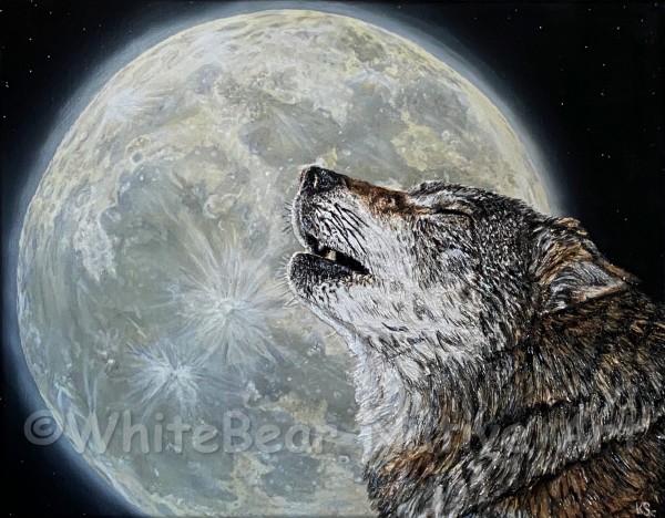 Grey Wolf, Sing Your Song by WhiteBear Native Art/Kathy S. "WhiteBear" Copsey