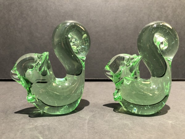 Pair of Green Glass Squirrels